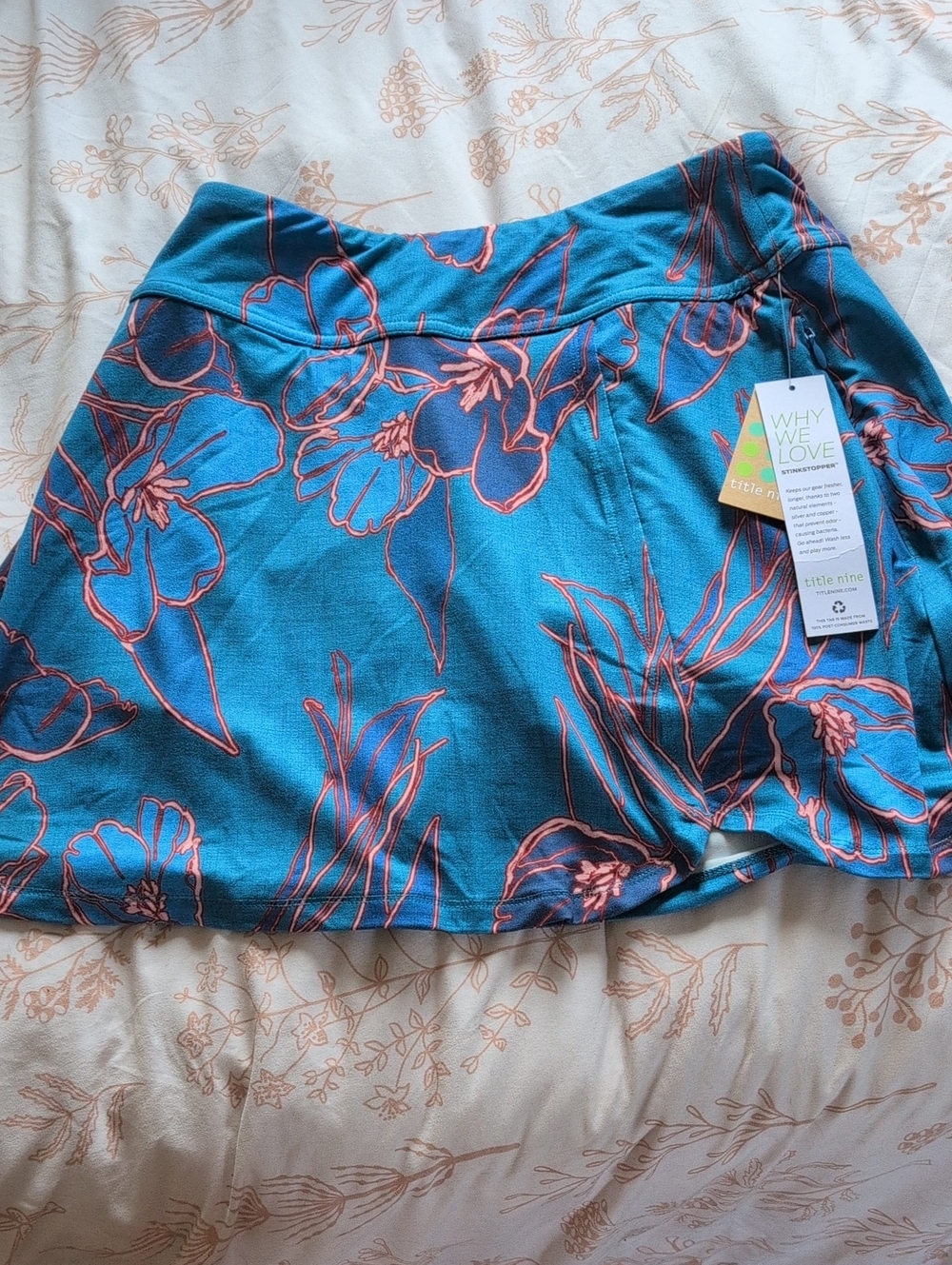 Title Nine FLORA Skort - Teal Skort With Floral Print NWT